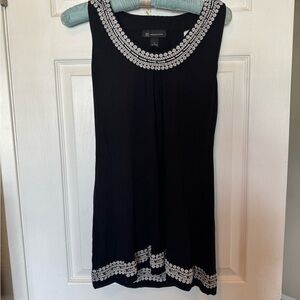 INC and Black Sleeveless Dress with White Embroidery